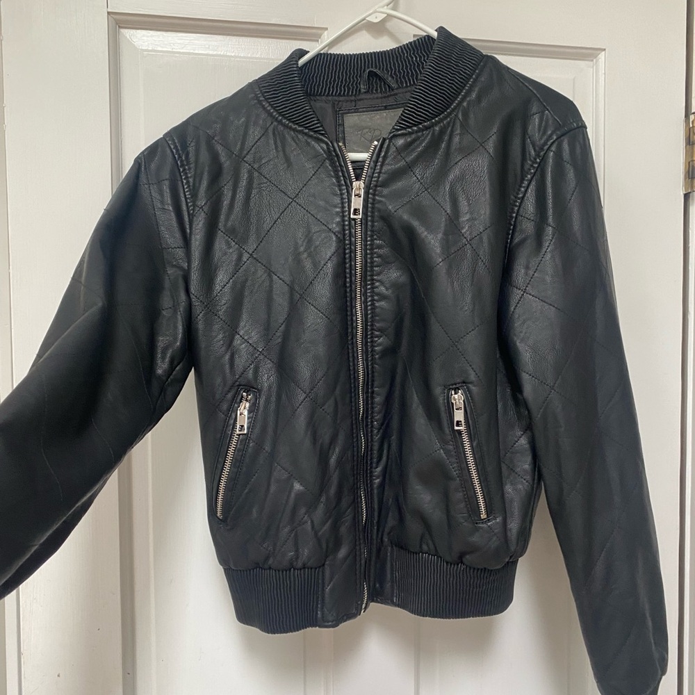 Faux Leather Bomber Jacket